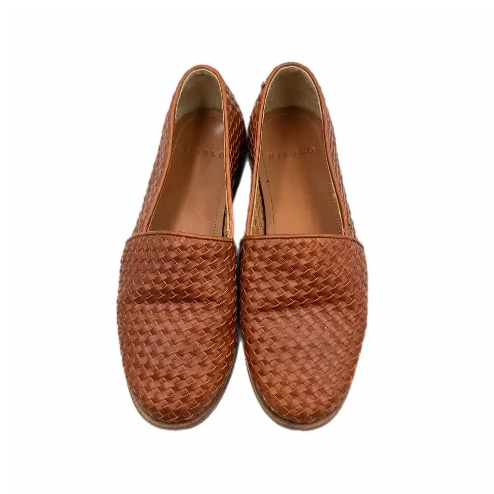 Nisolo Mara Brown Woven Leather Slip-On Casual Comfort Preppy Flat Loafers